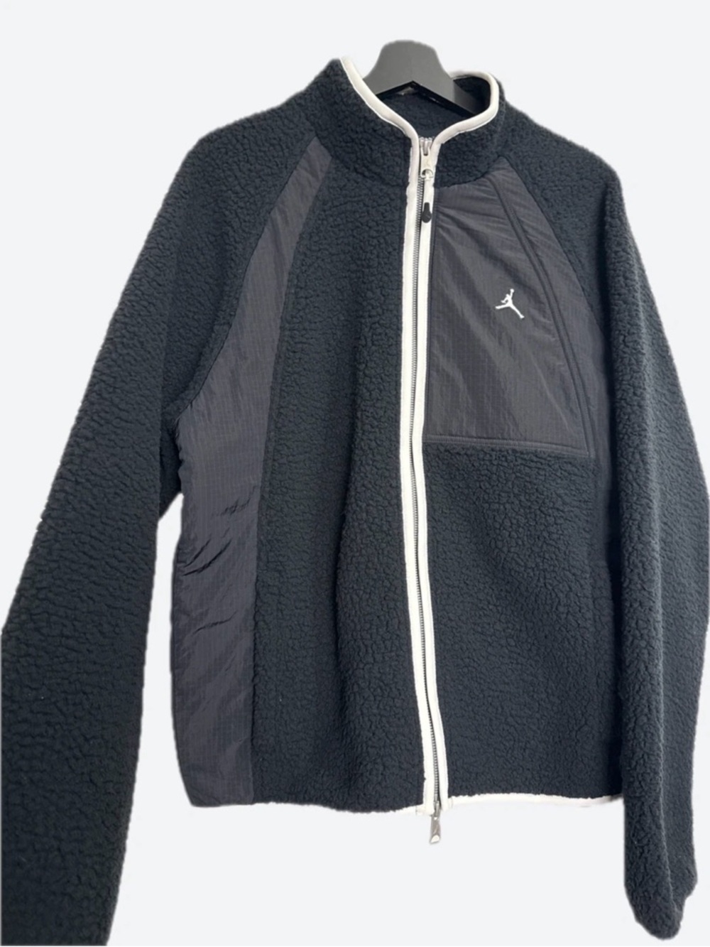 Jordan Black Sherpa Jacket with White Trim - Picture 2 of 6